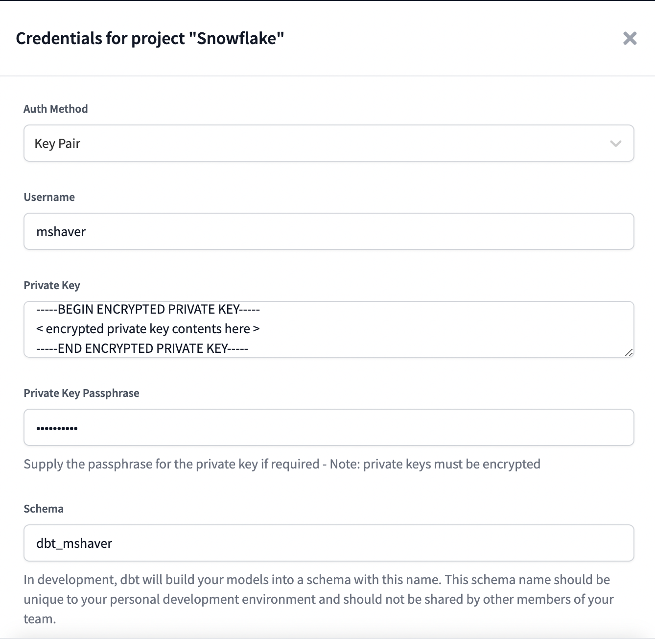 Snowflake keypair authentication